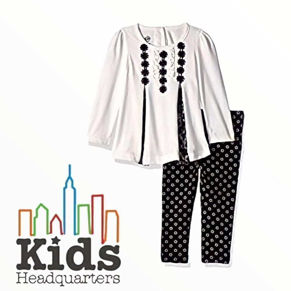 KIDS HEADQUARTERS | Ivory & Black | TUNIC & LEGGINGS SET